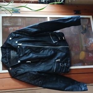 Womans Fake Leather Jacket M Ci Sono By Cavalini Black